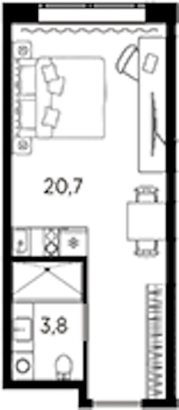Квартира студия 24.5 м², 2/13 эт., ЖК «AVENIR Industrial»